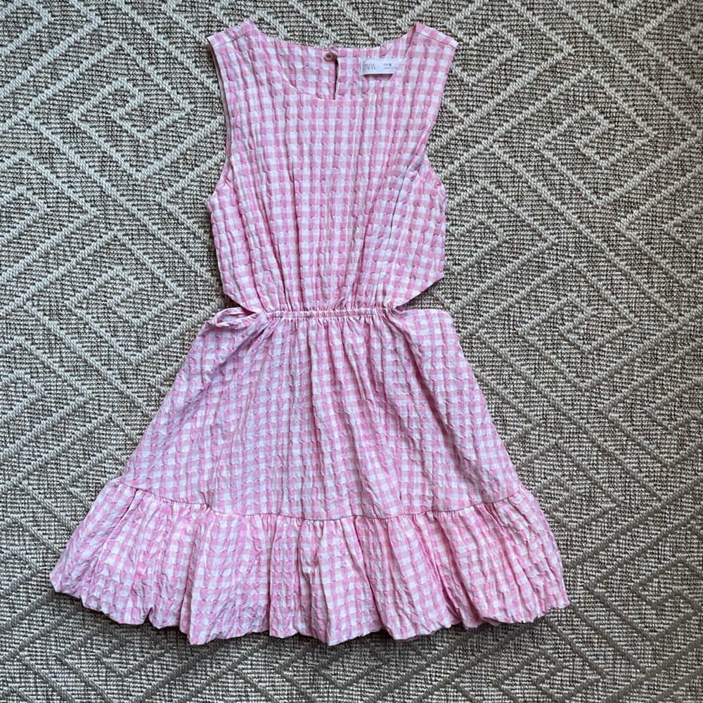 Zara Pink Gingham Girls Dress -8 years